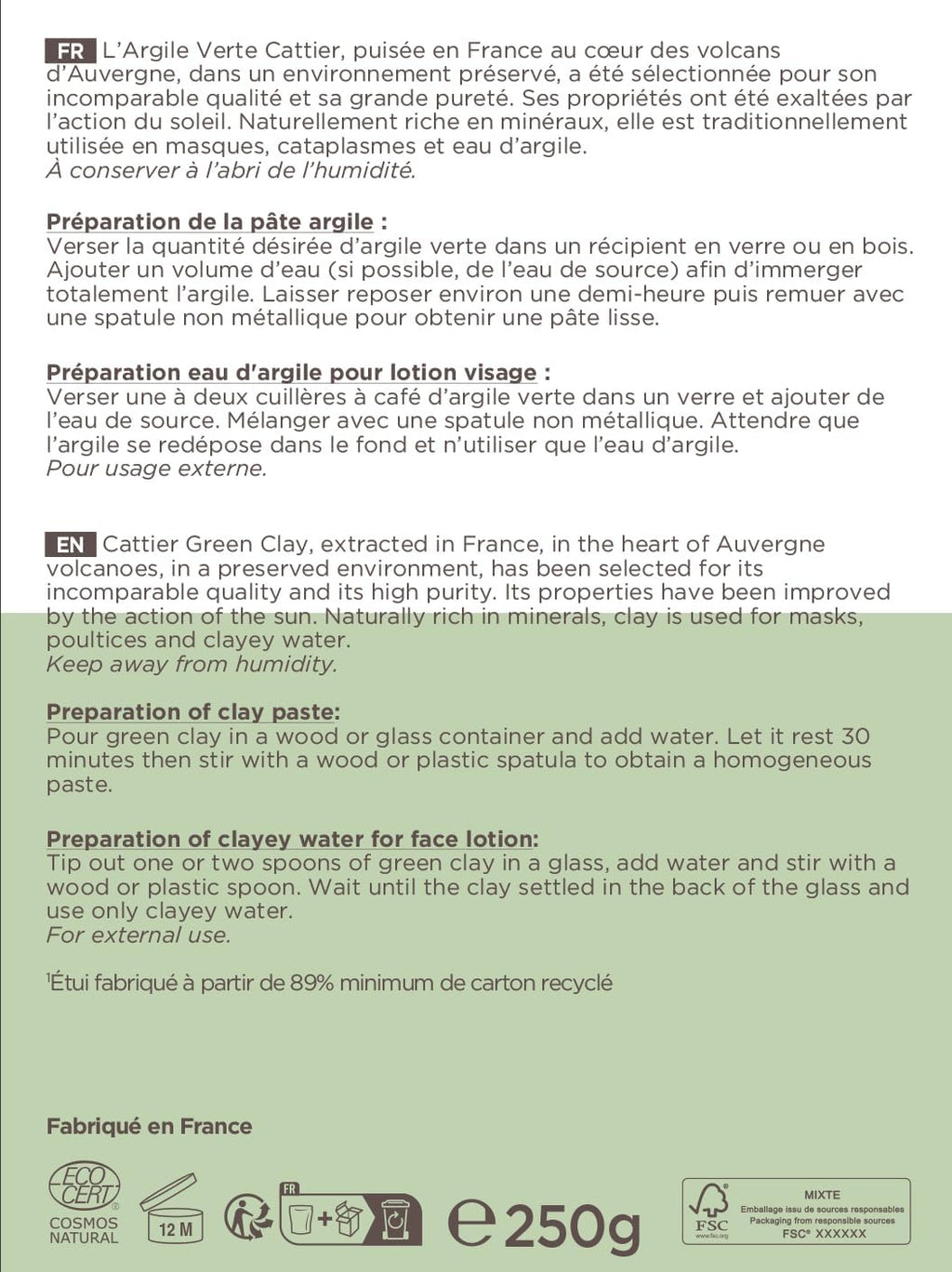 Argile Verte Ultra-Ventilée 250 G